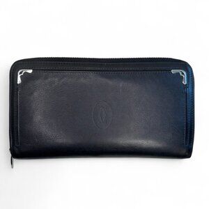 Cartier "Must de Cartier" Long Zipped International Wallet Black Unisex